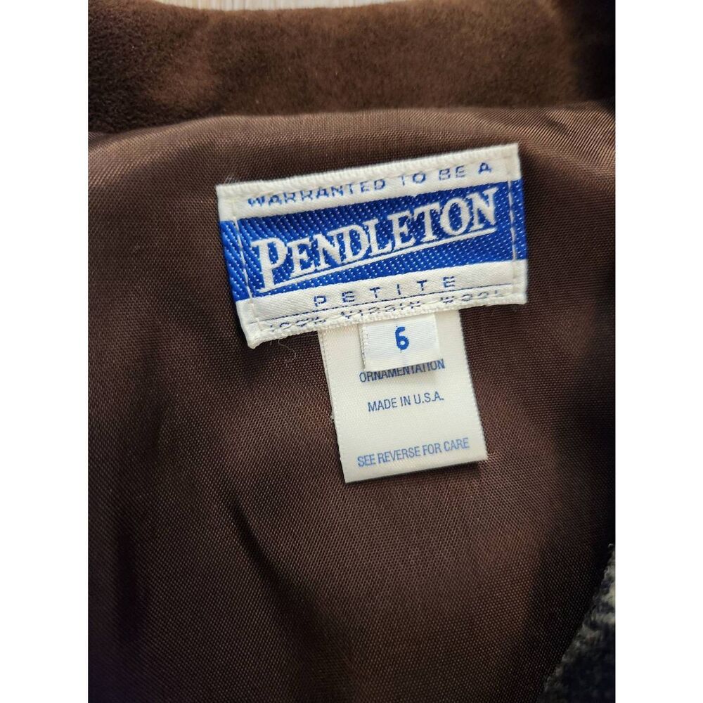Pendelton Womens size 6 Jacket 100% Wool Plaid brown red button up pockets - Picture 2 of 7